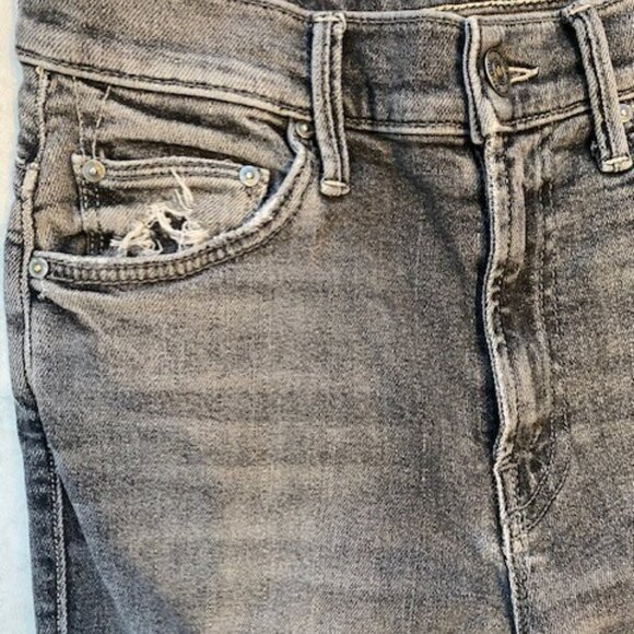 MOTHER Insider Crop Step Chew Distressed Gray Jeans Sz 24 - Picture 10 of 14